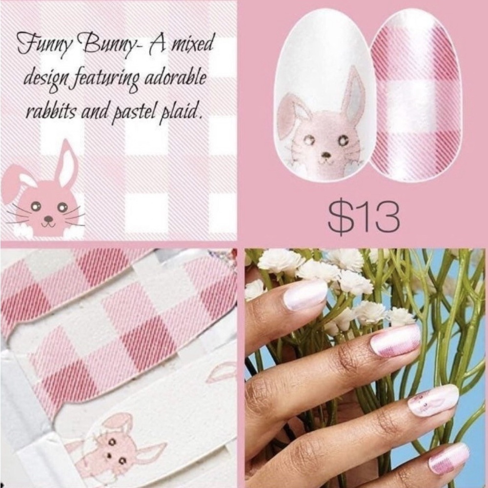 Color Street Funny Bunny Pink and White Nail Wraps